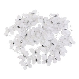 Toyvian 50pcs Wire Mesh Glitter Butterfly 3D Decorative Butterflies Wedding Party Table Scatter Scrapbook Craft Card Making Decoration White