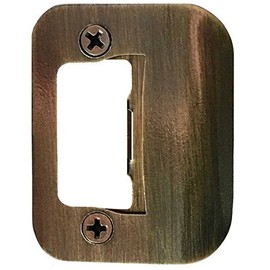 Gator Door Strike Plate with Screws, – 2-1/4" by 1-3/4" Universal Latch Restorer Alloy Steel Lock Hardware for Interior and Exterior Doors, Replacement Door Latch Plate | Antique Brass 1-Pack