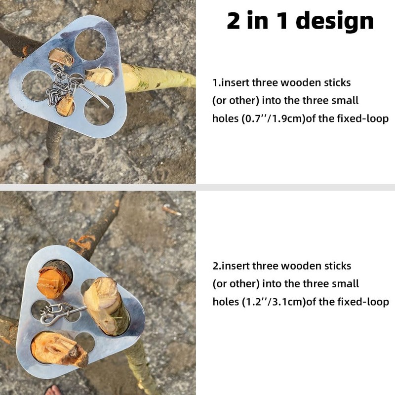 Camping Tripod Board，Turn Branches into Campfire Tripod ，Stainless Steel Campfire