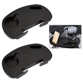 Ledeak Pack of 2 Lounge Chair Side Tray, Oval Zero Gravity Large Utility Clip On Side Recliner Snack Table with Cup Holder and Mobile Device Slot, for Sun Beach Lounger Camping Patio Chairs