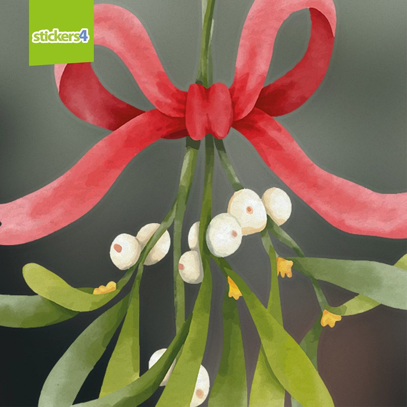 Hanging Mistletoe Sprig Christmas Window Stickers Reusable - Double Sided