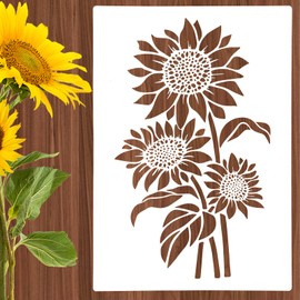 Large Sunflower Stencils for Painting - 11.8x8.3 Inch Flower Stencils for Painting on Walls, Flower Stencil Versatile and Reusable for Crafts, Home Decor, DIY Projects