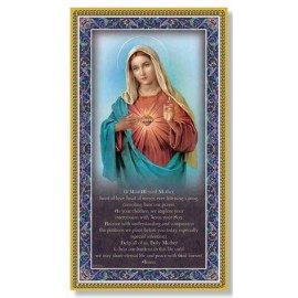 WJ Hirten Immaculate Heart of Mary Wood Plaque with Prayer, 9" x 5", Made in Italy