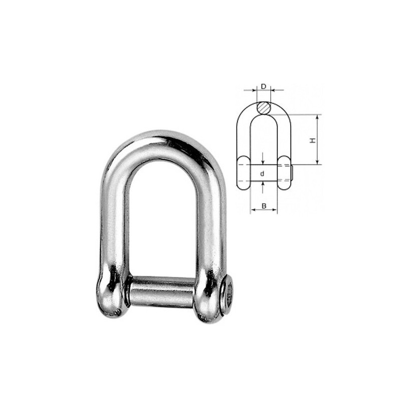 6mm Dee Shackle - countersunk allen key socket pin -
