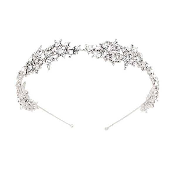 Urieo Star Rhinestone Crown Headband Crystal Stars Head Band Bridal
