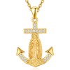 KATHLU Virgin Mary Necklace Gold Sterling Silver Virgin Mary Pendant