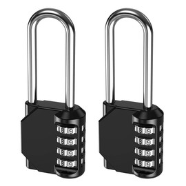 KeeKit Combination Padlock, 2.6 Inch Long Shackle 4 Digital Resettable Lock, Outdoor Waterproof Gate Lock for School, Gym & Sports Locker, Toolbox, Case, Fence - 2 Pack, Black