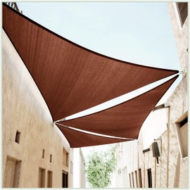 ColourTree 8' x 8' x 8' Brown Triangle Sun Shade Sail Canopy Awning Shelter Fabric Cloth Screen - UV Block UV Resistant Heavy Duty Commercial Grade - Outdoor Patio Carport - (We Make Custom Size)