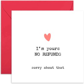 Premium Birthday Cards for Husband - Funny Anniversary Card from Wife to Him - 'I'm Yours - No Refunds' Funny Valentine's Gifts for Her - Blank Inside with Envelope