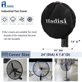 Hadisi Heavy Duty Oxford Dustproof Fan Cover - Waterproof Outdoor Wall Mount - Black, Compatible for 18-20 Inch Industrial & Pedestal Fans