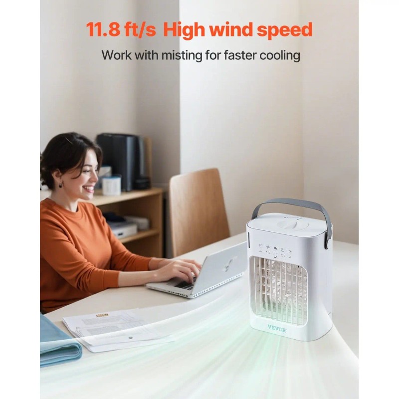 Portable Air Cooler 700ml Water Tank 3 Speeds Fan Household