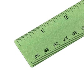 JAM PAPER Strong Aluminum Ruler - 12 Inch - Metal Ruler with Non-Skid Cork Backing - Lime Green - Sold Individually