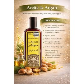 Aceite de Argan 250ml Agentes Termoprotectores Hidratación Rapida 100% Frizz Control y Protección de Color