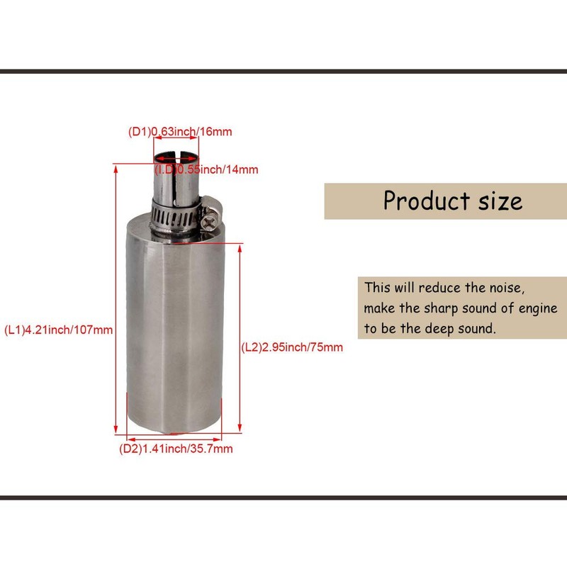 Acxico 1Pcs Stainless Steel Silencer For 23CC-35CC Gasoline Engine Accelerating
