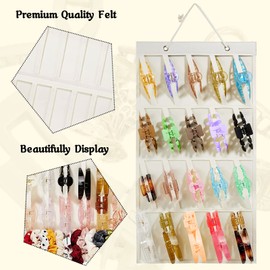mumisuto Hair Clips Storage Holder Display Holder for Hair Accessories Large Hanging Jewellery Organiser for Girls, Hair Accessories Organiser, Hanging Claw Clip with 20 Ribbons Hair Clip