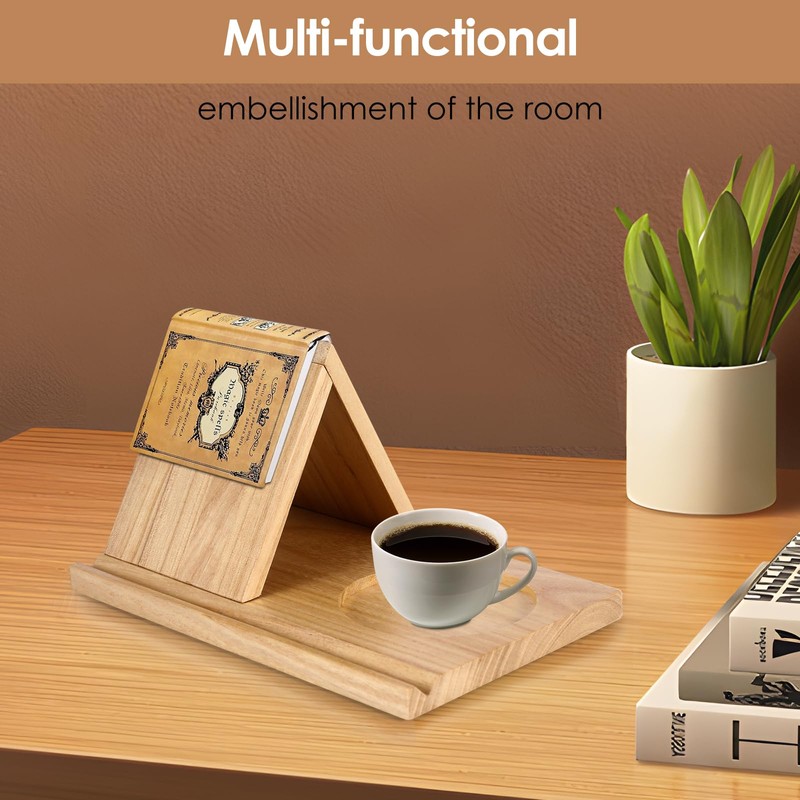 BTBHIHO Reading Book Shelf with Drink Holder, Small Reading Book