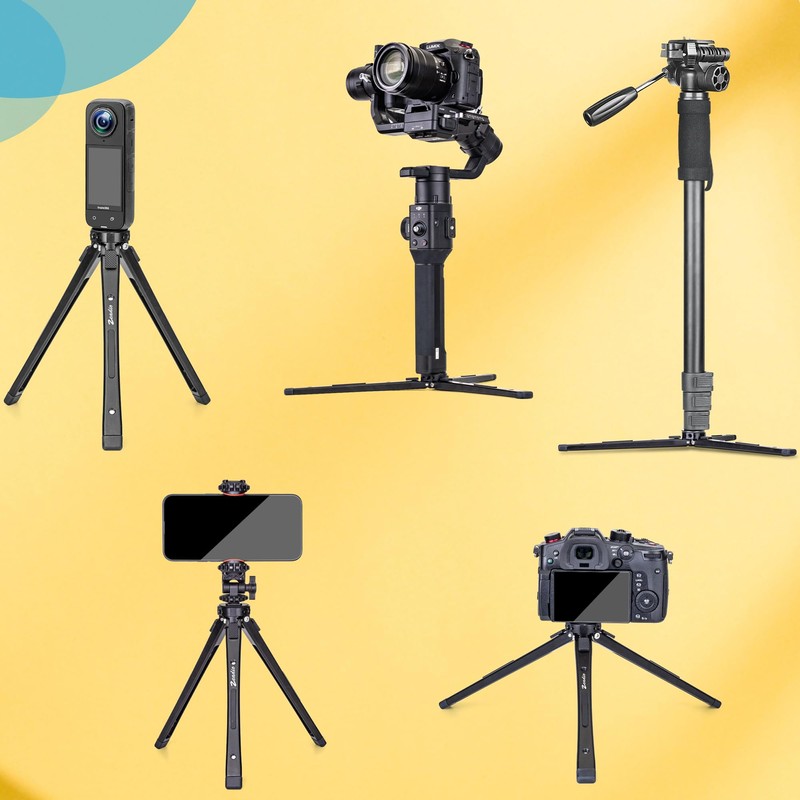 Zeadio Metal Adjustable Camera Tripod, Max Load 40kg/88lb, Desktop Tripod