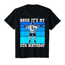 Kids Bruh It's My 5th Birthday Ice Hockey Boys 5 Year Old Hockey T-Shirt