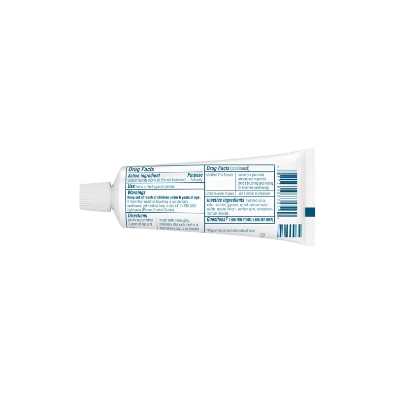 Tom's of Maine Travel Size Anticavity Fresh Mint Toothpaste, 3