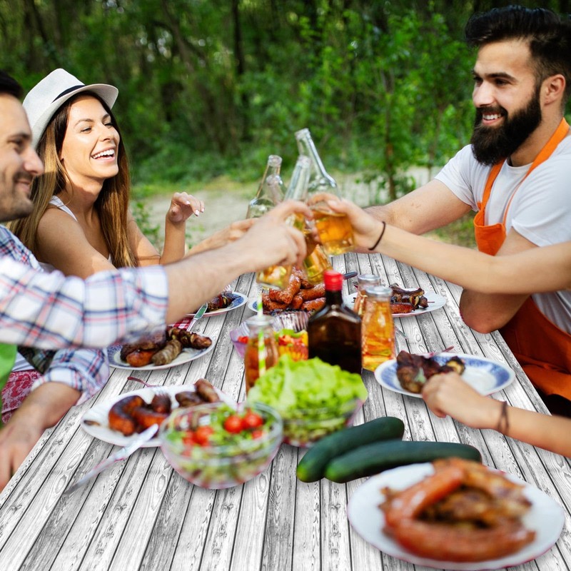 Boao 3 Pcs Vinyl Picnic Table Cover with Bench Cover