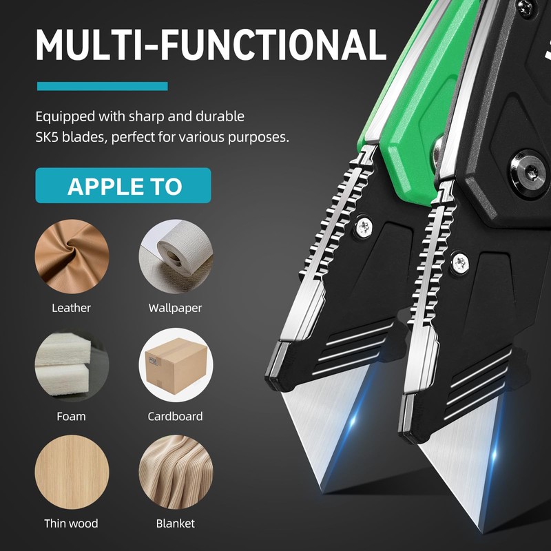 KATA Folding Box Cutter Knives: 4-Pack Heavy Duty Utility Knife