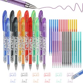 MOTIBACK 12Pcs Erasable Pens, Smooth Writing Pens Erasable Gel Pens 0.5mm Rub Out Pens with 30 Pcs Replace Pen Refills Ideal School Supplies for Notes, Homework & Office Use Effortless Corrections