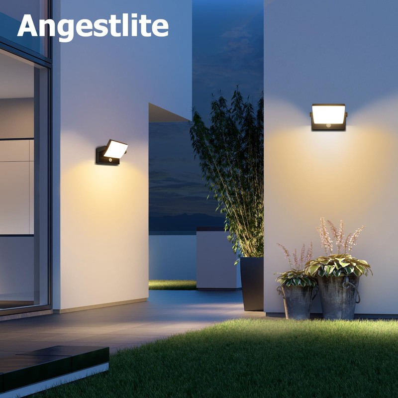 Angestlite Motion Sensor Outdoor Wall Light 18W IP65 350°Rotatable 3000K