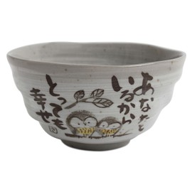 Minoribo Mino ware KSC104 Japanese Ceramic Peaceful Time Series Kanji Poem Rice Bowl, Grey, Made in Japan (Import from Japan)
