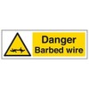 V Safety Danger Barbed Wire Warning Sign - 300mm x