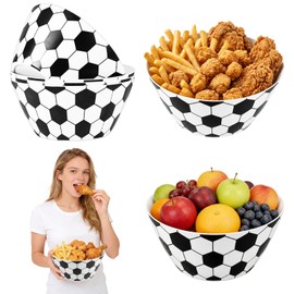 4-Pack Large Soccer Serving Bowls, Reusable 9.45" Melamine Snack Bowls