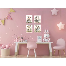 Twisted R Design Set of 4 8x10 Cute Cows Nursery Wall Art Canvas Prints