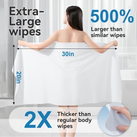 TIEJIANDAN Deodorizing Shower Wipes for Bathing No Rinse 【30 * 20 INCHES】10PC,Extra Thick Large Body Wipe for Travel Gym Bed Patient,Individual Packaging All Natural Wipes for Training Camping W003