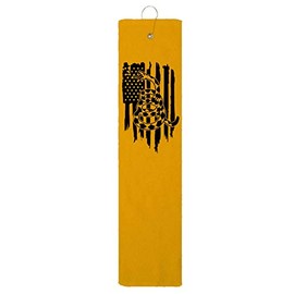 Gadsden Don't Tread on me Snake Distressed Flag Tri-fold Golf Towel with Grommet & Hook Father's Day Club Ball Tee Golfing Gift Birthday Variety Colors Towels Vinyl
