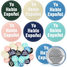 Suncalla 36 Pcs Hablo Español Pin - I Speak Spanish Pinback Button for Teacher Nurse Doctor Gift 1.5 Inch Round Badge Button Brooch Pinback Spanish Accessories for Clothing Hat Bag Coworker Women Men