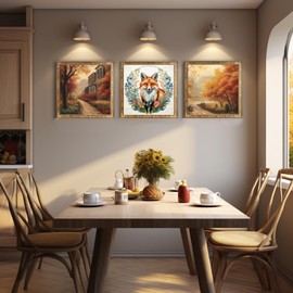 Cukol Fox Cross Stitch Set, Preprinted, Animals Embroidery Templates, Embroidery Pictures, Pre-Printed Cross Stitch Embroidery Kit, Embroidery Kit, Embroidery Set, Adult Beginners, 36 x 36 cm