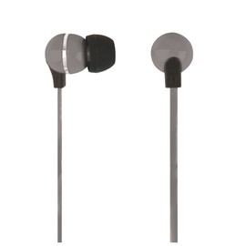 ATIVA™ Plastic Earbud Headphones with Flat Cable, Gray