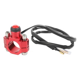 VARGTR CNC Motorcycle Engine Stop Start Kill Switch Button,Car Accessories Motorcycle Engine Stop Start Kill Switch Button with Mounting Backplate for KLX450 CR125 CRF250 ATV（Red）