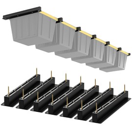 6-Bin Garage Ceiling Bin Storage Rack, Connectable Ceiling Tote Rails, 7PC