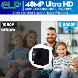 ELP 48MP USB Fisheye Camera Wide Angle Webcam for Computer Mini Lightburn Camera for Laser Engraver UVC USB2.0 PC Camera 6000P USB Security Camera for Raspberry pi (1.56mm fisheye Lens(200°))