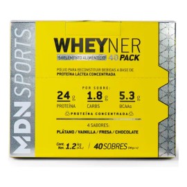 Proteína WheyNer MDN Sports Pack 40 Sobres 30 g cu 4 Sabores                                                                                          
