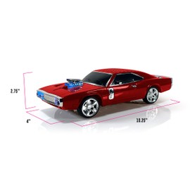 QFX Bluetooth 1968 Retro Muscle Car Replica Speaker, Dual 2-inch Speakers, Hands Free Link, Built-in Microphone, FM Radio and LED Party Lights, Red - BT-1968-RED