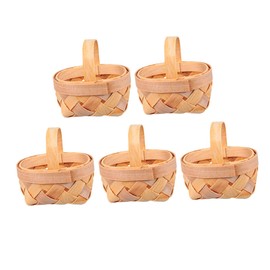 Levemolo 5pcs Handwoven Miniature Wooden Baskets Adorable Candy Holders for Party Favors Tiny Storage for Various Occasions Charming Decor Elements