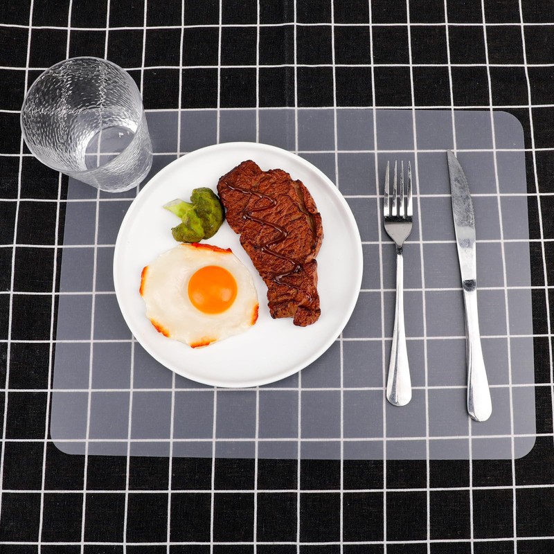 2pcs 15.7X11.8 in Plastic Placemats Matte Transparent Heat Resistant Washable