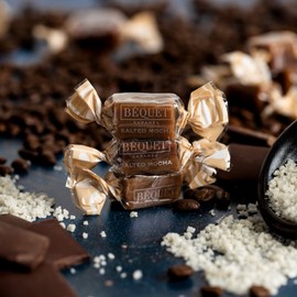 Béquet Caramel - Salted Mocha Gourmet Candy - Coffee Candy Individually Wrapped - Gourmet Sea Salt Caramel - Made in Montana - Kosher (Star-D), and Gluten Free - 24oz Resealable Pouch