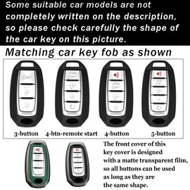 ontto Car Key Bag Fit for Infiniti 2023 2024 Metal Key Skin Leather Key Protector for Q50 Q50L Q60 QX50 QX55 QX60 2020-up Key Fob,Smart Remote Key Fob Cover Housing Green