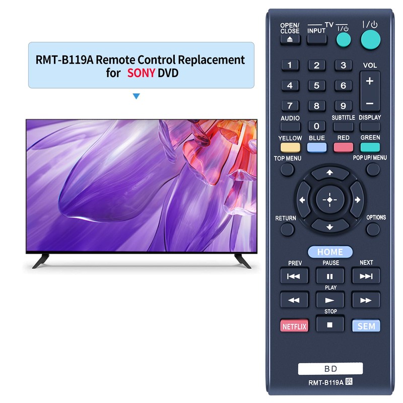 RMT-B119A Replacement Remote Control for Sony BD, Compatible With BDP-S1100