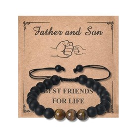 Father Son Gifts for Dad Father’s Day Gifts from Son Dad Beaded Bracelet Dad Birthday Gift Ideas Father Retirement Gift for Dad Wedding Gift from Son Daddy Bracelet for Men Keepsake Bracelets for Dad