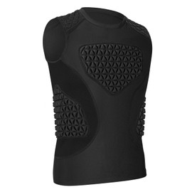 Youth Baseball Chest Protector, Padded Compression Shirt, Support Softball Football Rugby Lacrosse Heart Sternum Guard (Black,L)