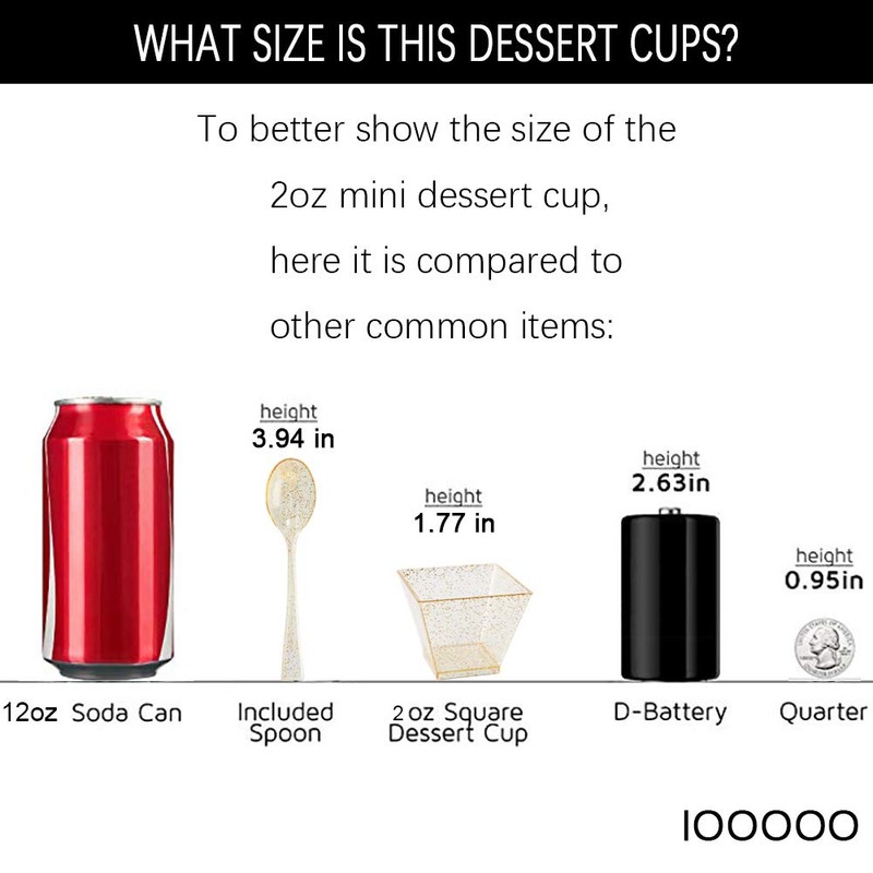 I00000 100 Pack Small Plastic Dessert Cups with Mini Spoons