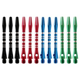 AKSIQIOL 12-Pack Dart Flights and Stems Set,Universal Metal Dart Flights & Stems, Assorted Dart Accessories Kit, Shatter-Resistant Threaded Fittings (4 Colors)